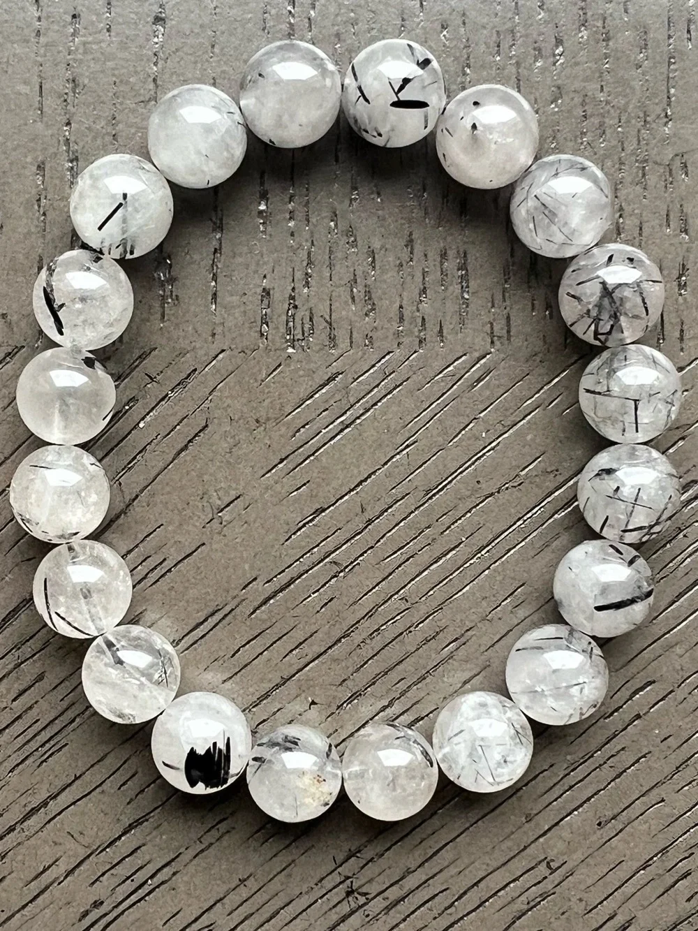 Rutilated tourmaline quartz bracelet 10mm SIZE 7’